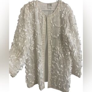 VTG TAN-CHHO EXCLUSIVE White Sequined Jacket w/Appliqués- GORGEOUS CONDITION!